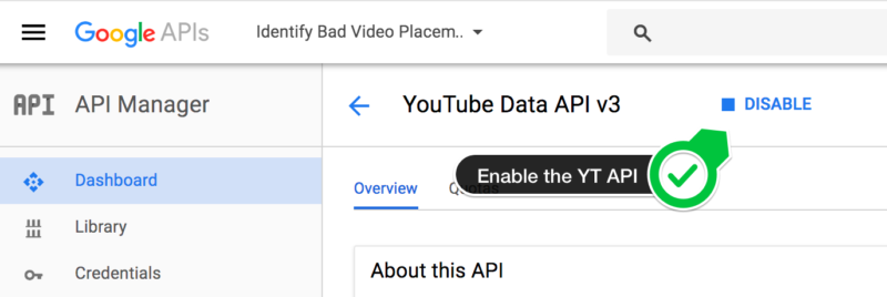 Enable YT API