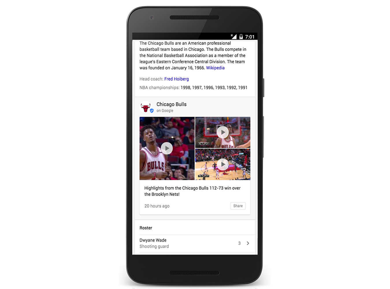 Google Posts from NBA, NHL & MLB teams will now appear in Knowledge Panels