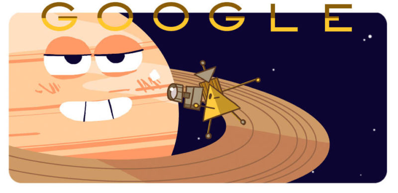 Cassini Spacecraft Dives Between Saturn And Its Rings Google Logo