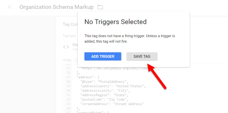 No Triggers Selected Pop Up Message Google Tag Manager