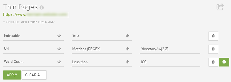 Crawl Filter Indexable Characters Word Count