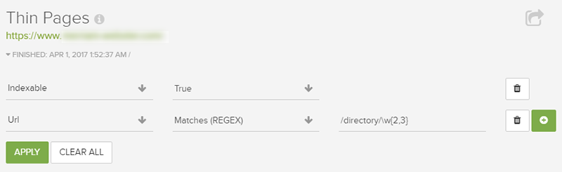 Crawl Filter Indexable Characters