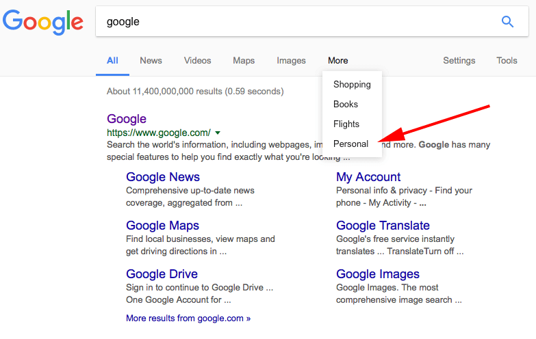Google Personal Search Filter 1495797914