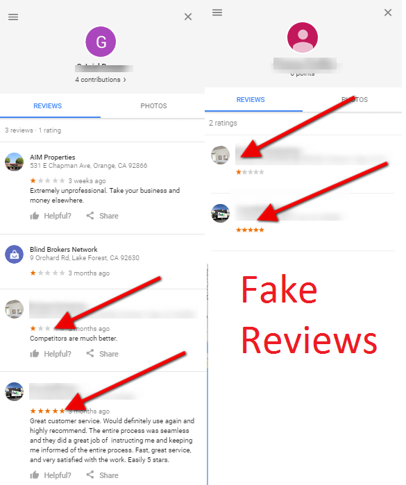 Fake Google Reviews