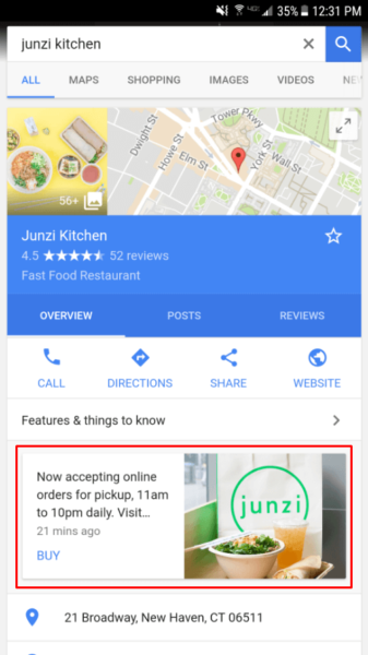 Google Posts Mobile Search