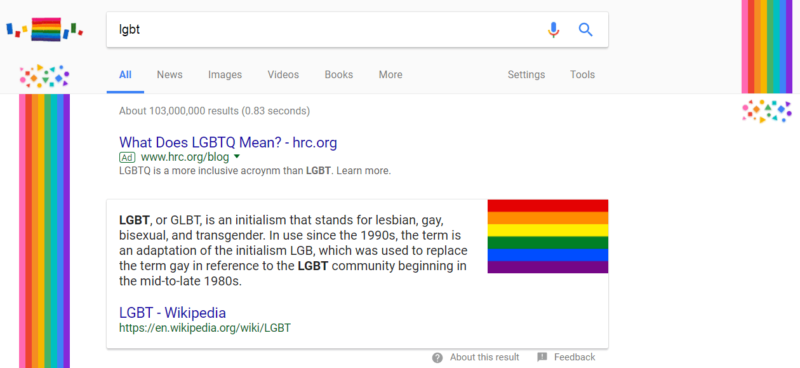 the google gay pride logo