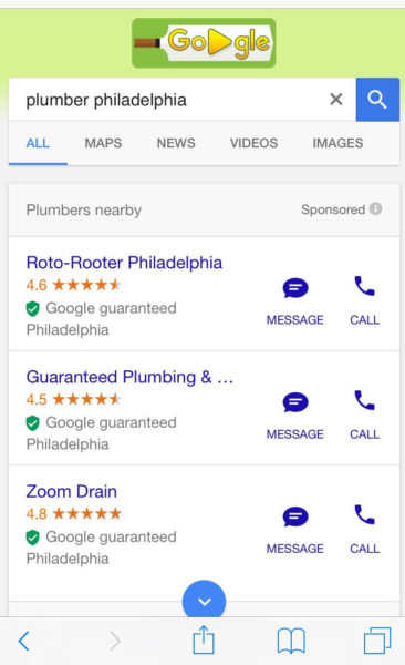 Google Home Services Ad Philly