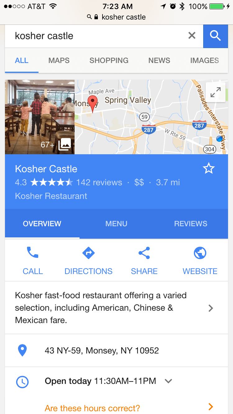 Google Menu Tab