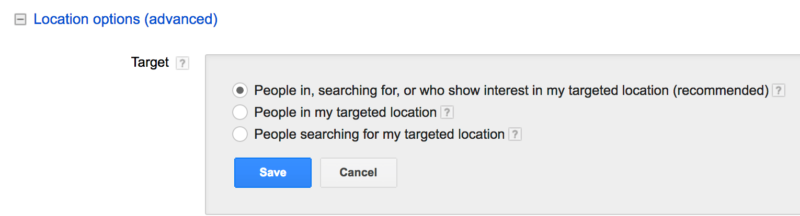 AdWords location options