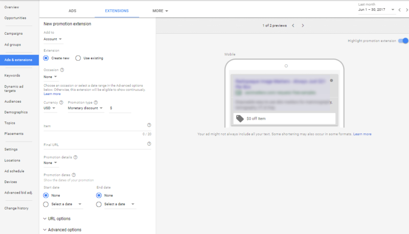 Promotions Extension New Adwords Ui