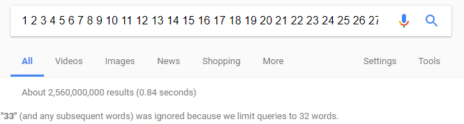 Google search 32 word limit