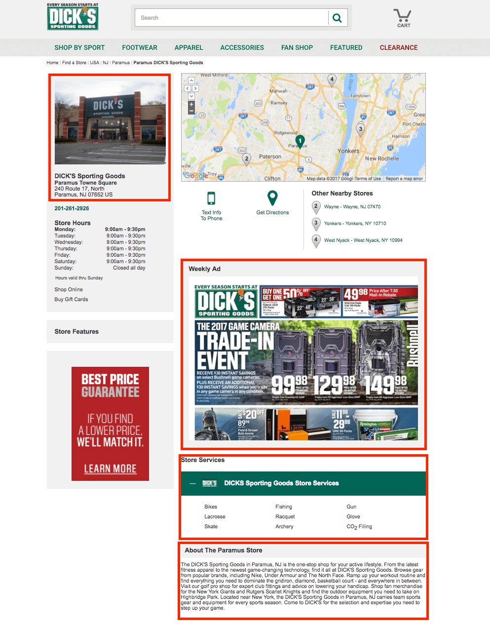 Dick's Sporting Goods Store Landing Page