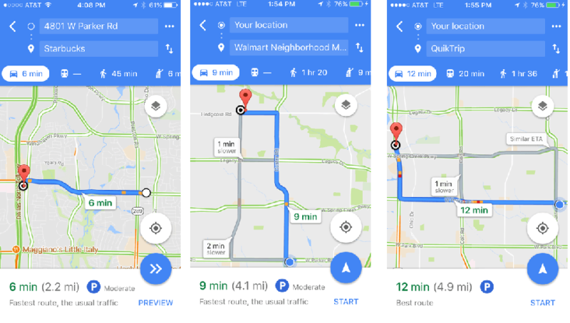 Time to Distance Conversion - Google maps