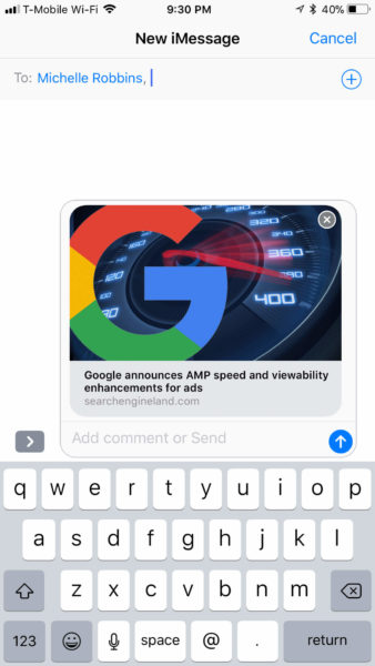 Ios11b7 Imessage Share Amp Url