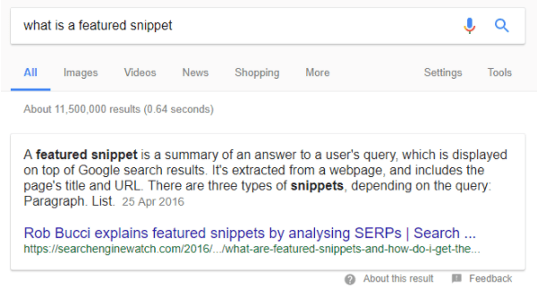 Targeting featured snippet and 'People also ask' SERP features