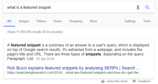 what is a featured snippet