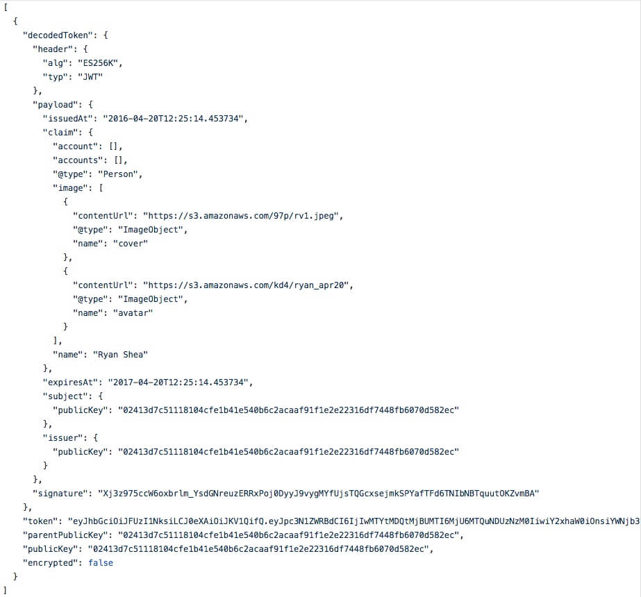 Blockchain User ID Profile Schema Markup