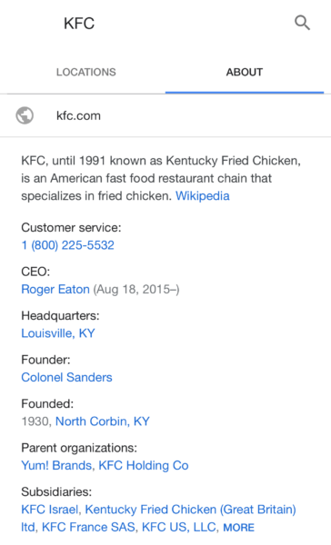 Google Local Panel Knowledge Graph