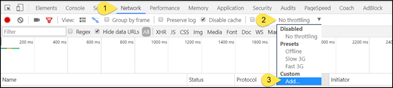 Chrome Dev Tools Connection Simulation