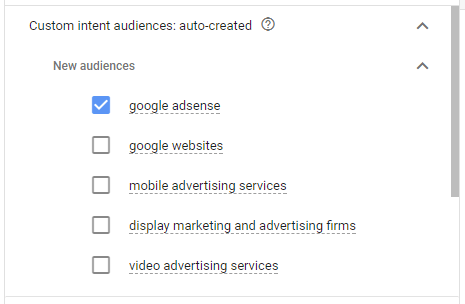 Custom Intent Audiences Auto Created