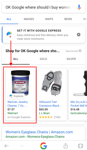 Google Express Shopping Messaging