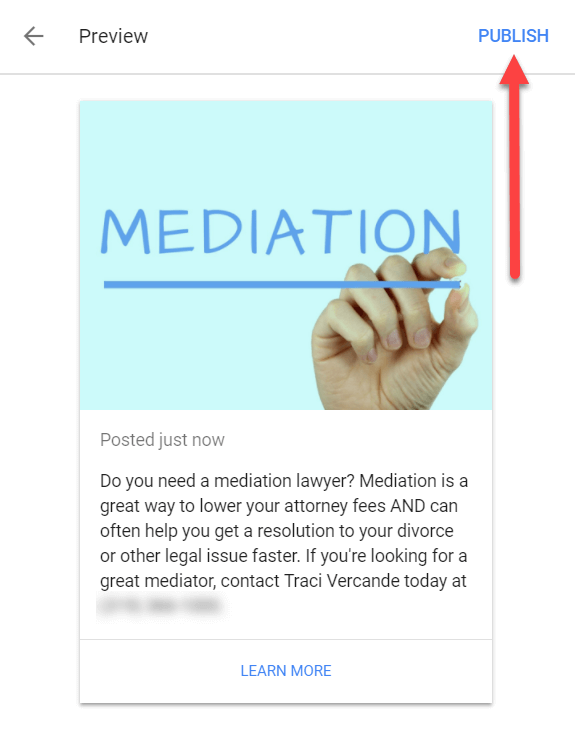 Google My Business Post Preview Publish