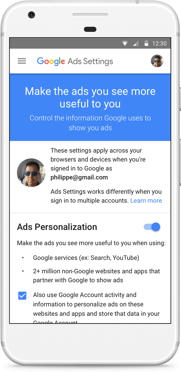 GoogleAdSettings Reminder Ads