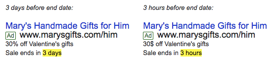 countdown ads in adwords