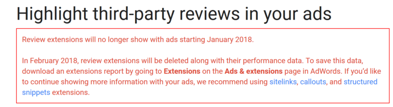 Adwords Review Extensions Sunset