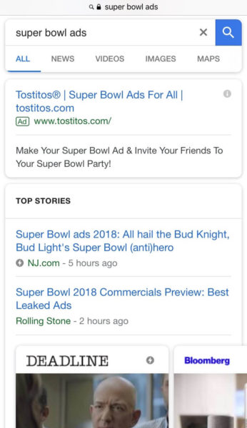 Google Mobile Serp Super Bowl Ads 2018