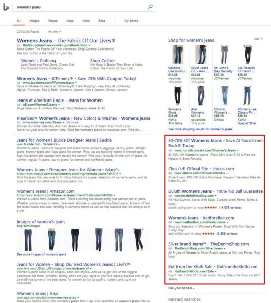 Bing Sidebar Ads Womens Jeans