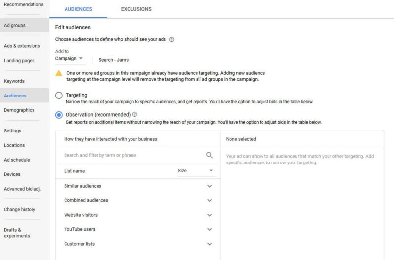 Fig 40. Audience Targeting In AdWords