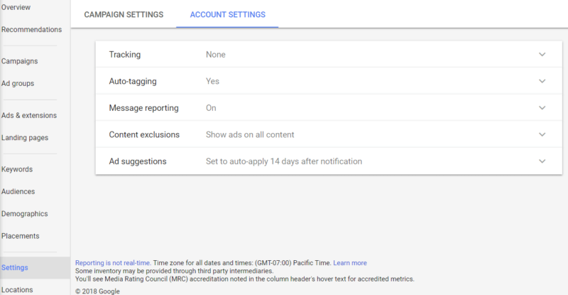 Fig. 13 AdWords Account Settings 800x415