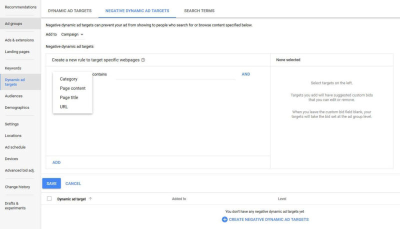 Fig. 35 Negative Ad Target Rules For Dynamic Search Ads 800x458