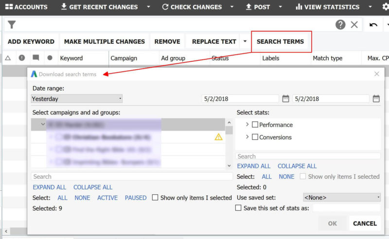 Google Adwords Editor Search Terms Report Download