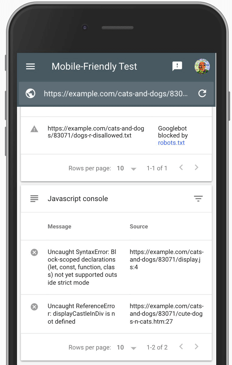 Google Mobile Friendly Js Render