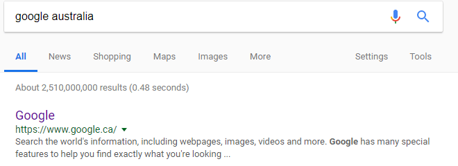 Google Australia Serp