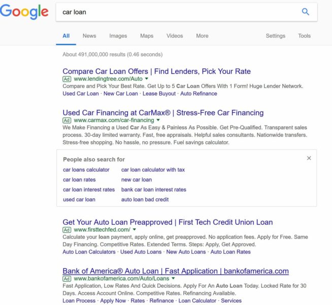 Google People Also Searched For Suggestions Between Ads