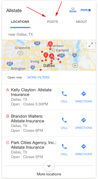 Google Posts Local Pack View