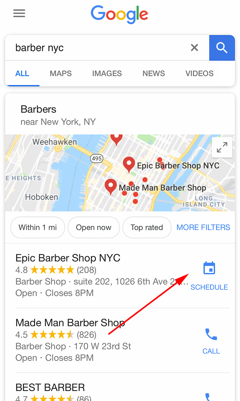 Google Local Pack Book Button