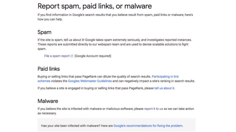 Report Spam In Google Webmaster Tools