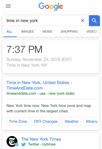 Google No Results New York Time