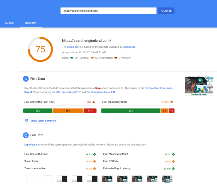 Google Pagespeed Insights Update