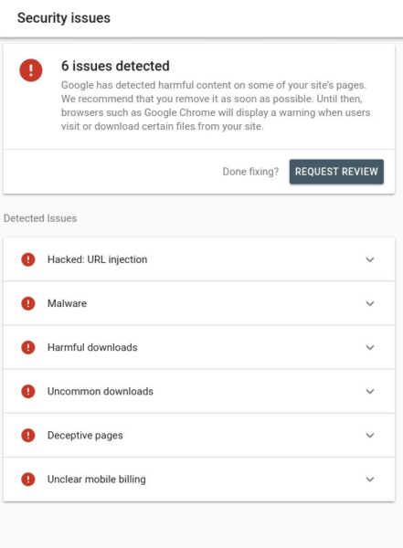 Google Security Issues Sign New Google Search Console adds a security issues section
