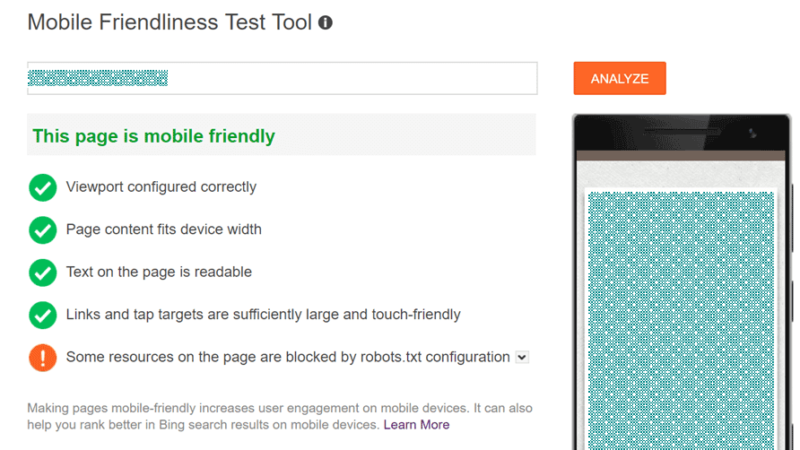 Mobile friendliness tool