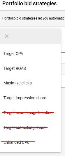 Portfolio Bid Strategies Changes Google Ads