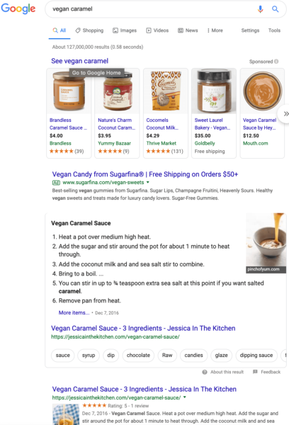 Google Recipe Serp