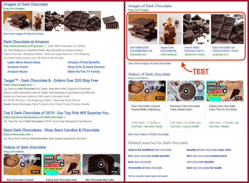 Bing Image Carousel Test Comparison