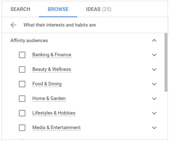 Google Ads Affinity Audiences