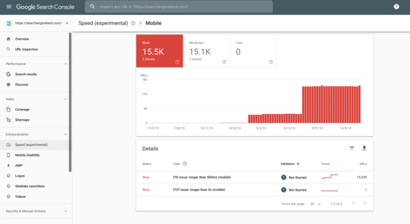 Google Search Console Speed Report 1